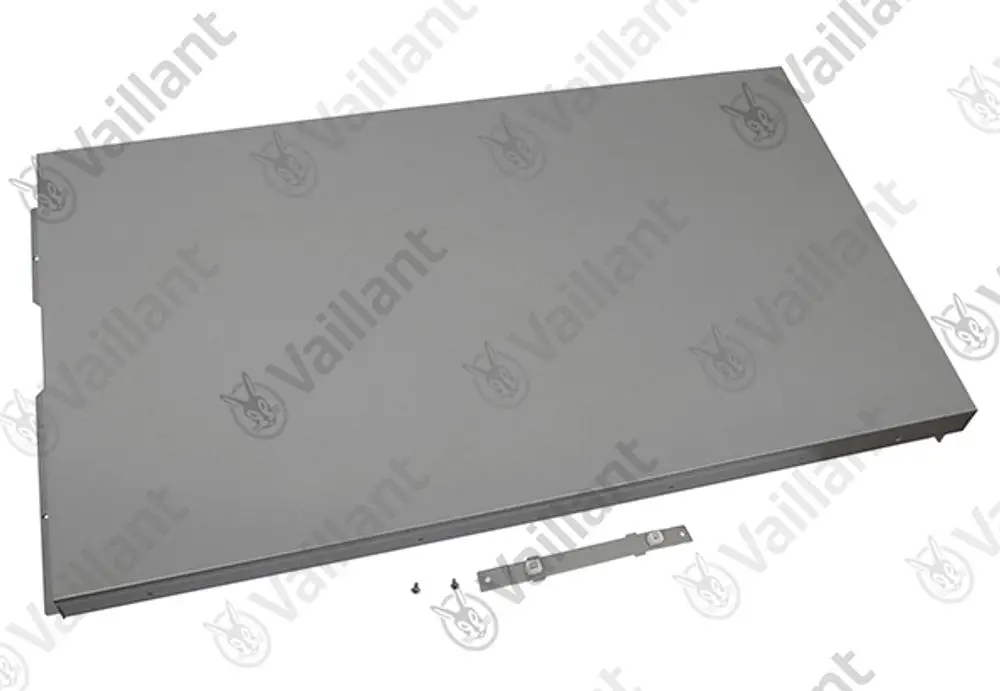 Vaillant Seitenteil in Grau, rechte Seite, mit Befestigungselementen, geeignet für Viessmann Produkte.